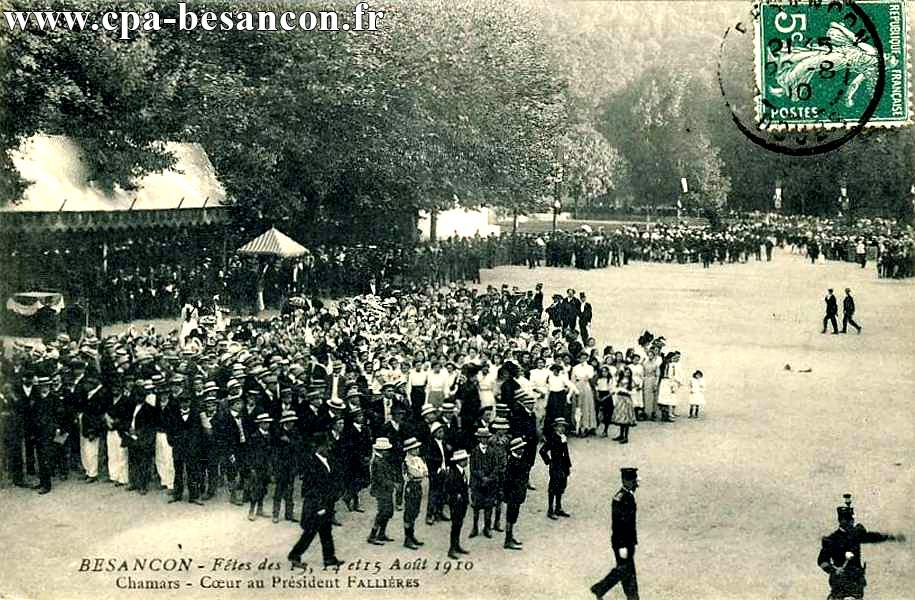 BESANÇON - Fêtes des 13, 14 et 15 Août 1910 - Chamars - Cœur au Président FALLIÈRES